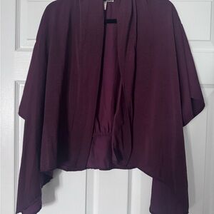 Forever 21 Open-Front Draped Sweater Cardigan - Plum